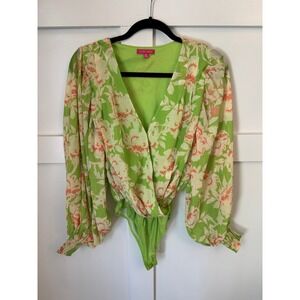 Flying Tomato floral long sleeve bodysuit sweet nothings print size XS EUC